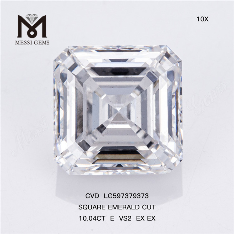 10,04 CT E VS2 EX EX QUADRATISCHER EMERALDSCHLIFF. Im Labor hergestellte Diamanten: Qualitätsgarantie CVD LG597379373丨Messigems