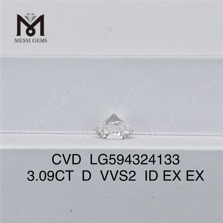 3,09 CT D VVS2 ID EX EX CVD Erstklassige hergestellte Diamanten LG594324133丨Messigems