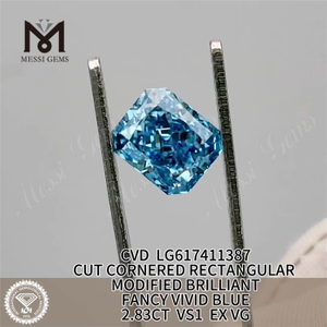 2,83 CT VS1 EX VG RECTANGULAR FANCY VIVID BLUE CVD Loser, im Labor hergestellter Diamant LG617411387丨Messigems