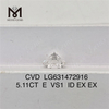 5,11 CT E VS1 ID CVD im Labor gezüchteter Diamant, Porzellan LG631472916 丨Messigems 