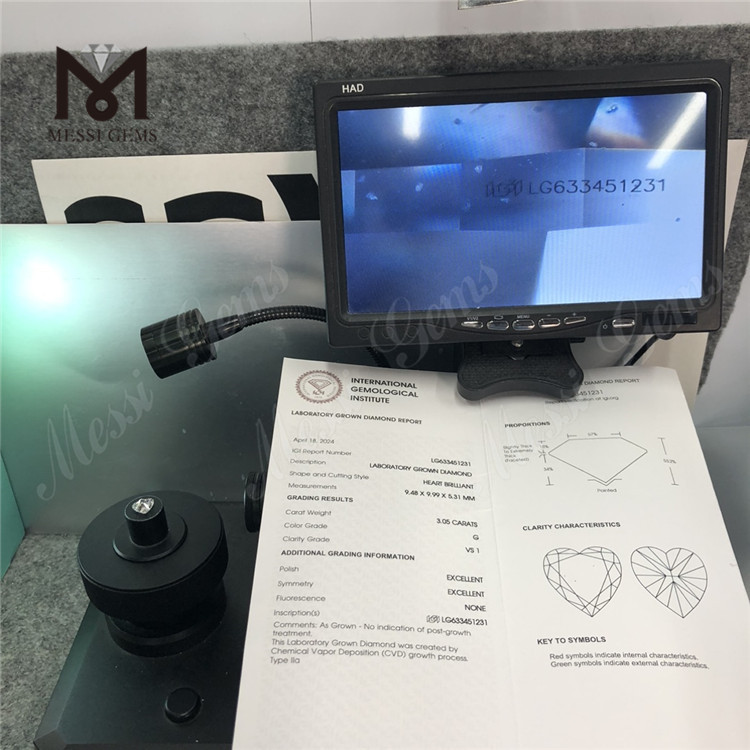 3,05 CT G VS1 HS CVD im Labor hergestellte Diamanten im Großhandel LG633451231丨Messigems 