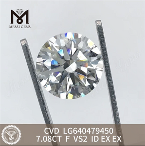 7,08 CT F VS2 ID, große, im Labor hergestellte Diamanten, CVD LG640479450丨Messigems 