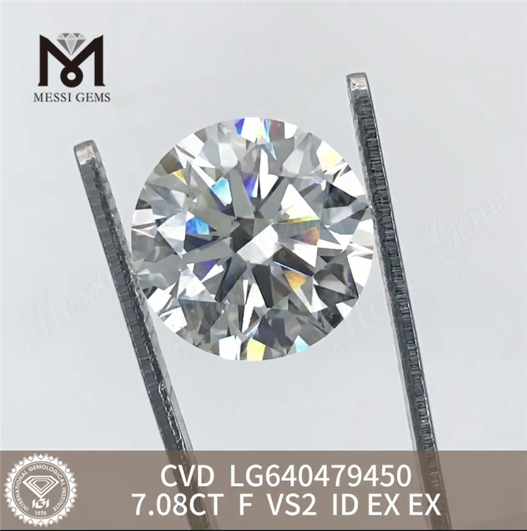 7,08 CT F VS2 ID, große, im Labor hergestellte Diamanten, CVD LG640479450丨Messigems 