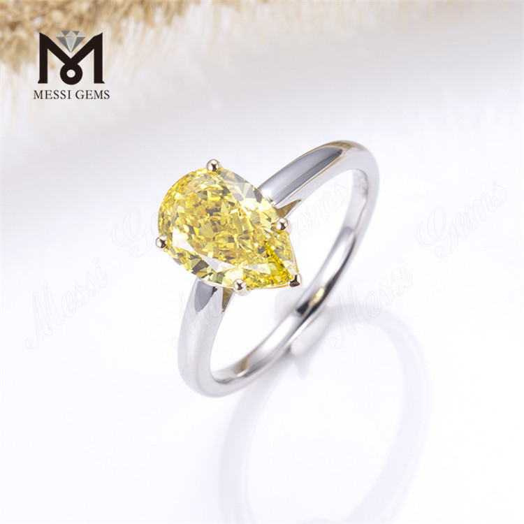 3ct Solitaire Elegance Lab-grown Diamant Ring mit gelbem Birnendiamant