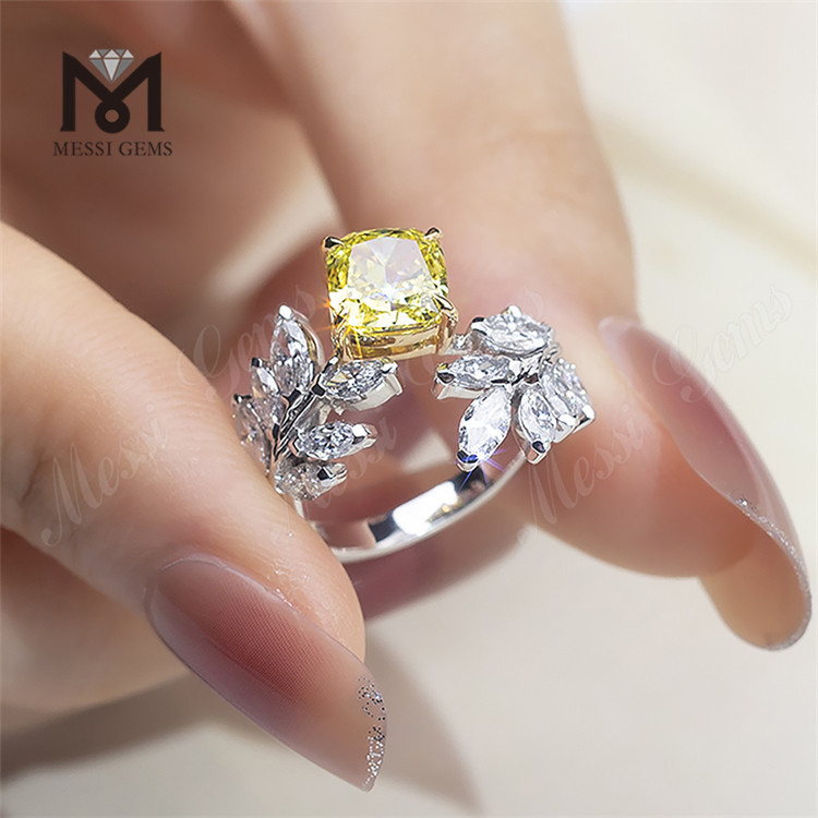 Kissen-Verlobungsring mit gelbem Diamant