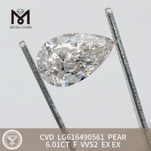 6,01 CT PEAR, im Labor gezüchtete Diamanten F VVS2 CVD LG616490561丨Messigems 
