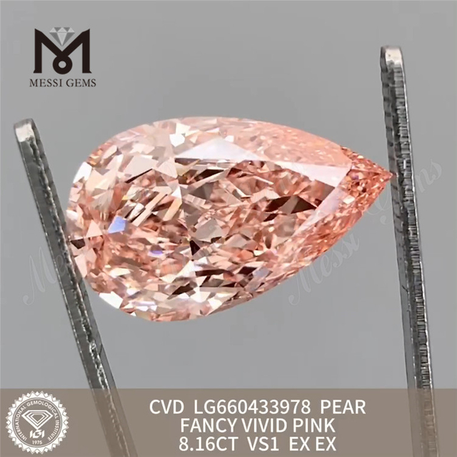 8.16CT Fancy Vivid Pink VS1 CVD -Birne, die nicht abgebaut Diamanten LG660433978 gemacht wurden 