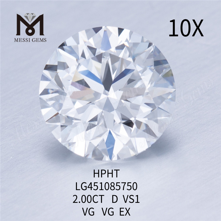 2ct D VS lose synthetische Diamanten Runde HTHP-Labordiamanten
