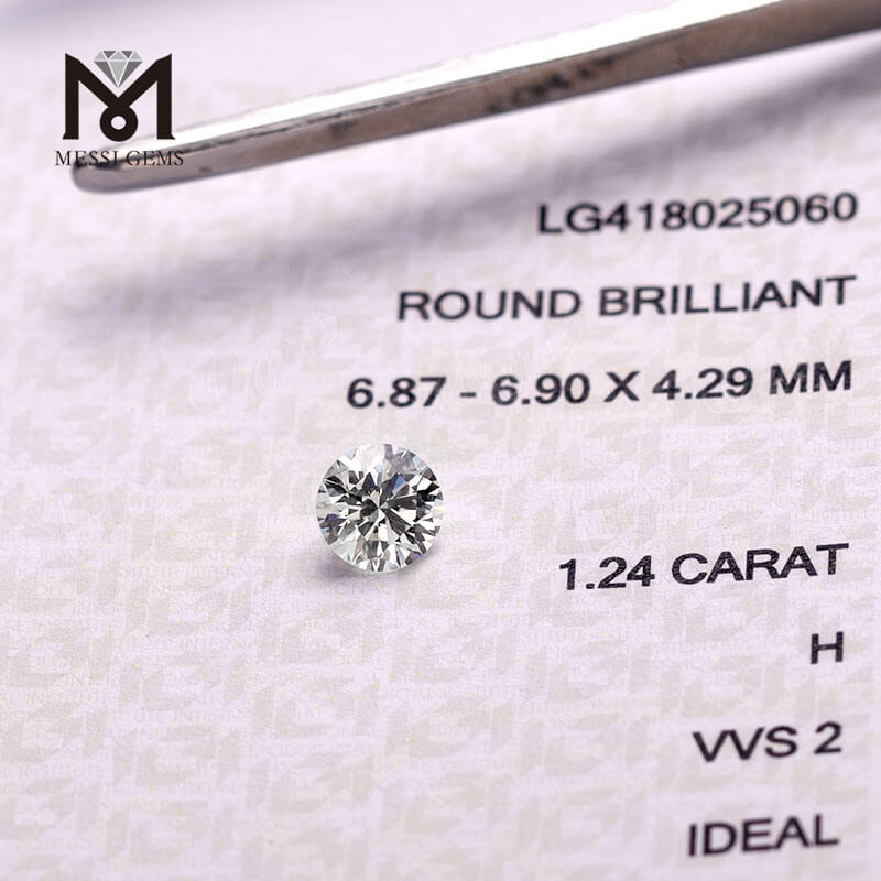 Großhandelspreis 1,24 Karat H VVS2 IDEAL, weißer, synthetischer, im Labor gewachsener, loser CVD-Diamant 