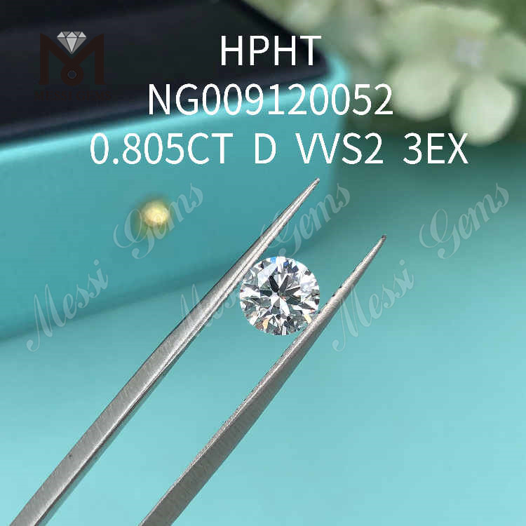 0,805 CT weißer VVS2 3EX runder, loser, im Labor hergestellter Diamant 