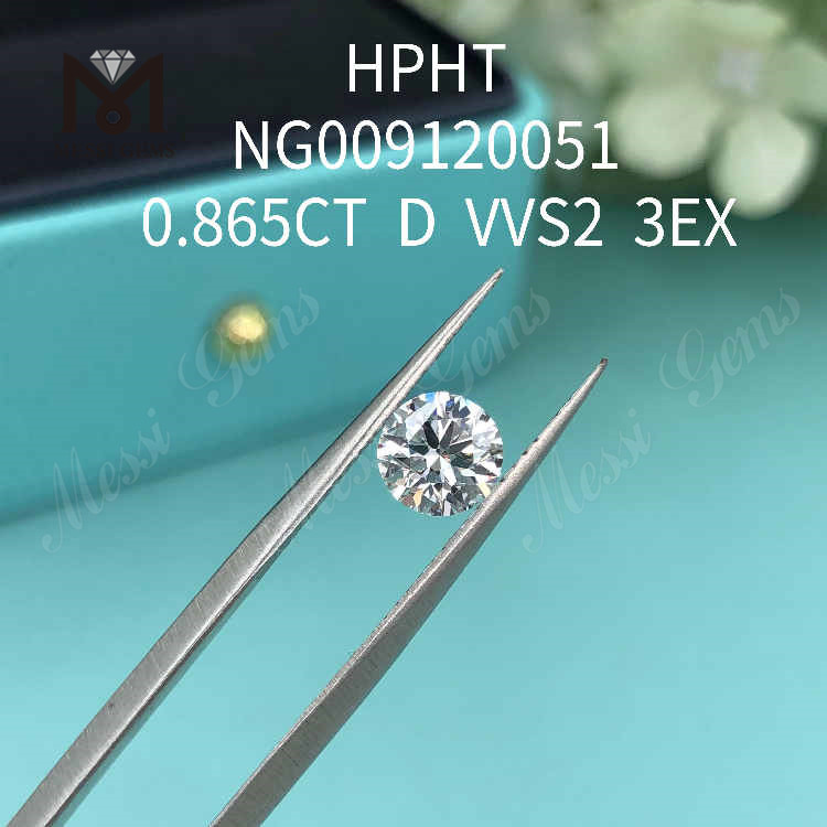 0,865 CT RD weiße VVS2 3EX im Labor hergestellte Diamanten