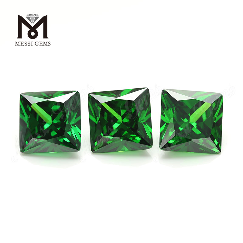 Hochwertige Farbe Zirkon quadratische Form grün CZ lose Steine ​​mit niedrigem Preis
