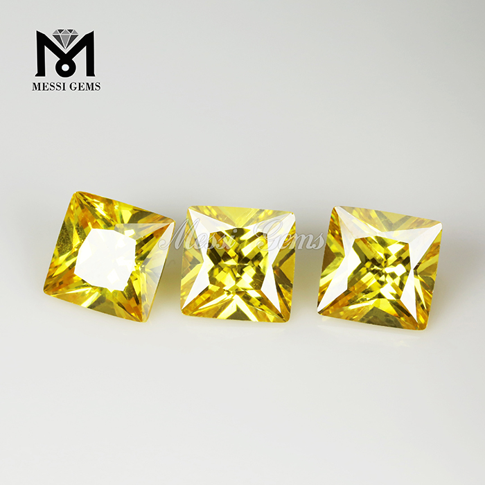 Hersteller Princess Cut Gelbe Zirkonia Synthetische Steine ​​Quadratisch