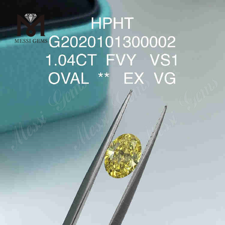 1,04 ct FVY Gelber, im Labor gezüchteter Diamant im Ovalschliff VS1