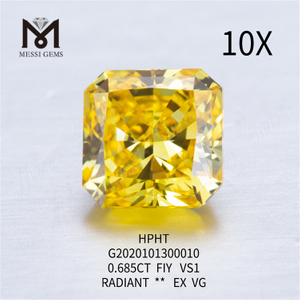 0,685 ct FVY-Diamant im Strahlenschliff im Labor gezüchtet VG