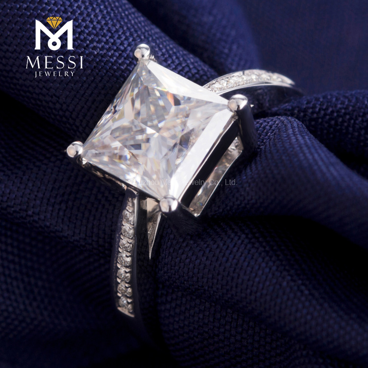 Moissanit-Diamantring Quadratischer Prinzessinnenschliff 14 Karat 18 Karat Weißgoldring für Damenschmuck Mädchenring