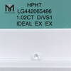 1,02 Karat D VS1 runde, zertifizierte, im Labor gezüchtete Diamanten, IDEAL