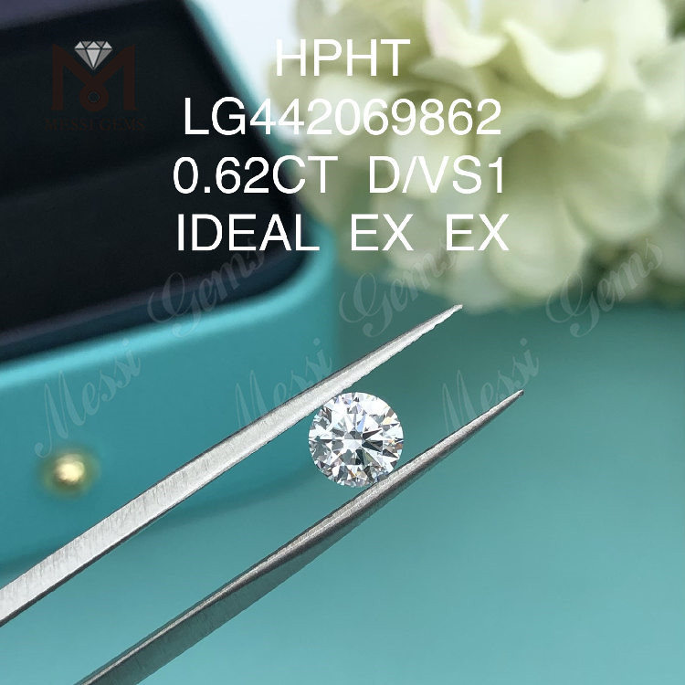 D VS1 runder, im Labor gezüchteter Diamant mit 0,62 Karat, idealer, preiswerter künstlicher Diamant