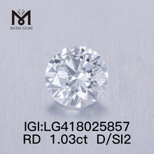 1,03 CT D/SI2 runde, im Labor gezüchtete Diamanten mit VG