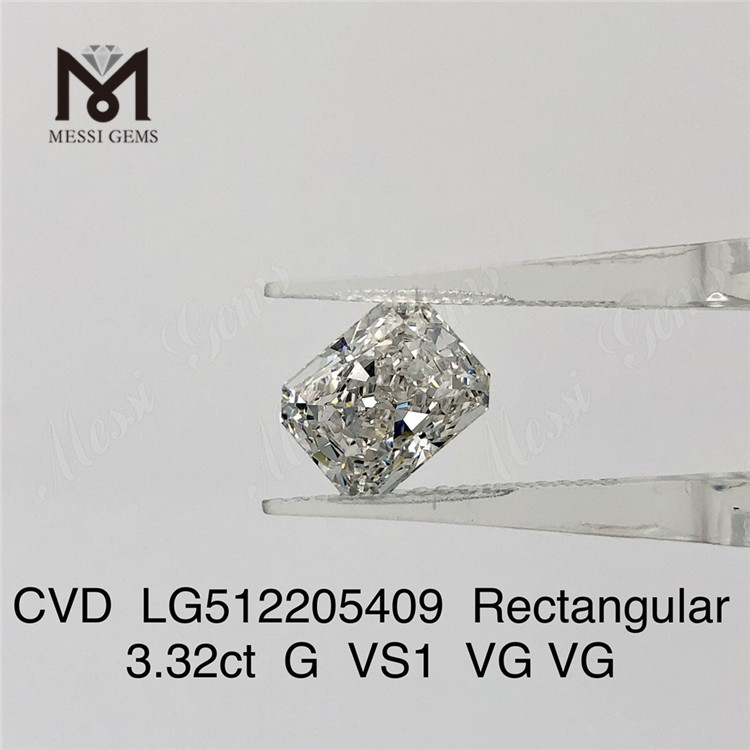 3,32 CT G VS cvd Lab Grown Diamond RECTANGULAR IGI-Zertifikat Labordiamant
