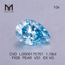 1,18 ct IGI Labordiamant im Birnenschliff Blau