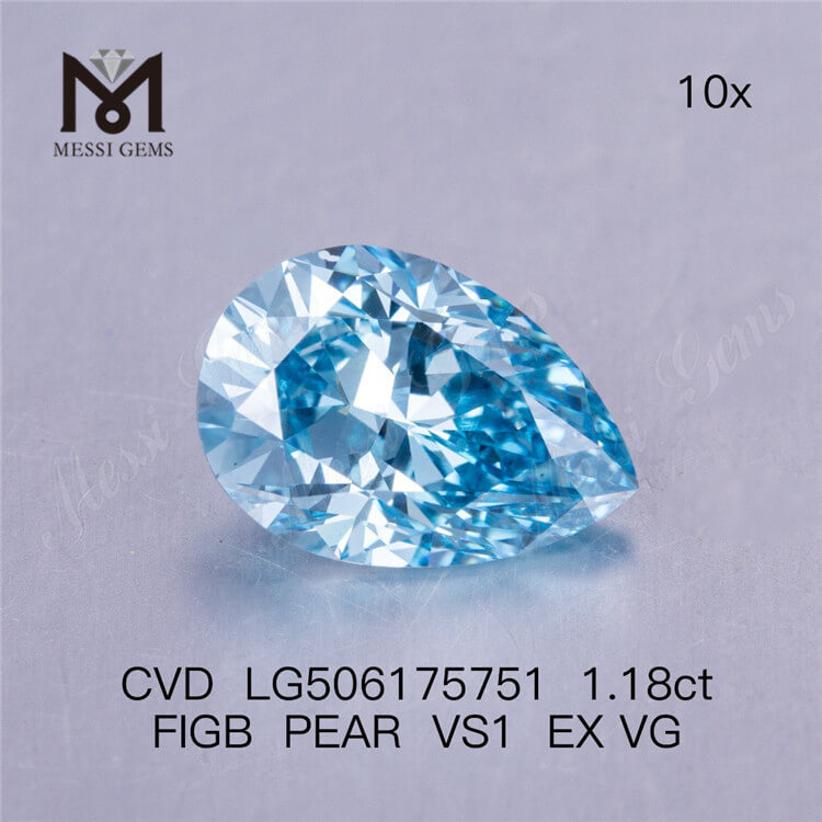 1,18 ct blauer IGI-Labordiamant im Birnenschliff