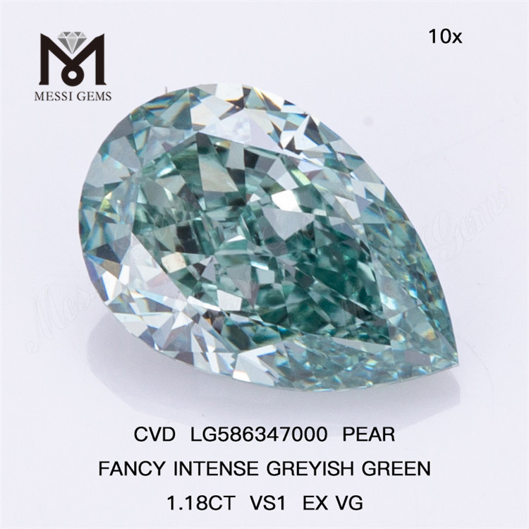 1,18 CT VS1 EX VG FANCY INTENSE GREYISH GREEN Birnenförmiger grüner Birnen-Cvd-Diamant LG586347000