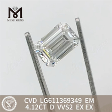 4,12 ct D Smaragdschliff 4 ct lose hergestellte Diamanten VVS2 LG611369349丨Messigems