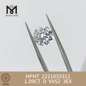 1,09 CT D VVS2 3EX HPHT Gia aus Labordiamant 2221033311丨Messigems 