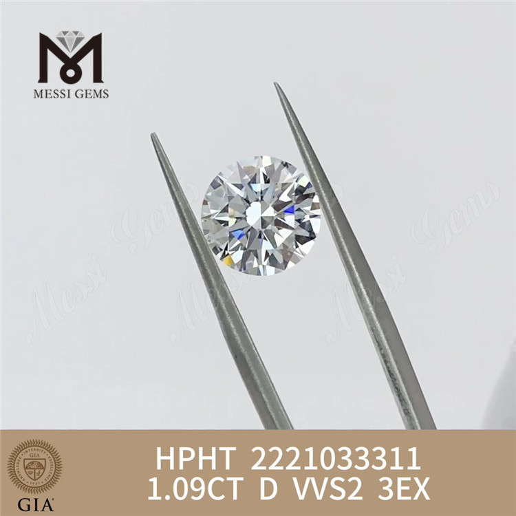 1,09 CT D VVS2 3EX HPHT Gia aus Labordiamant 2221033311丨Messigems 