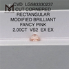 2,00 CT VS2 EX EX GESCHLIFFEN RECHTECKIG FANCY PINK Lab Grown Pink Diamond CVD LG583330237