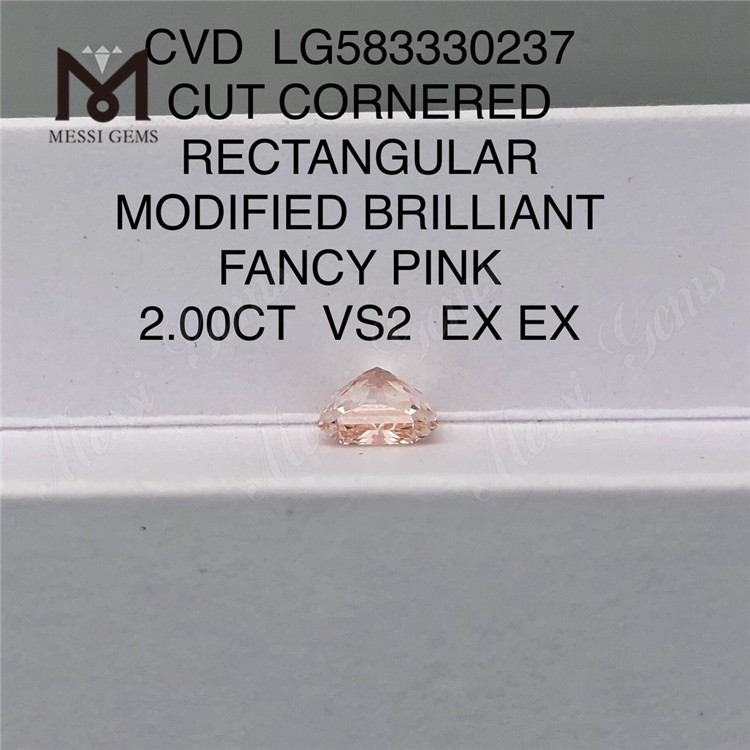 2,00 CT VS2 EX EX GESCHLIFFEN RECHTECKIG FANCY PINK Lab Grown Pink Diamond CVD LG583330237