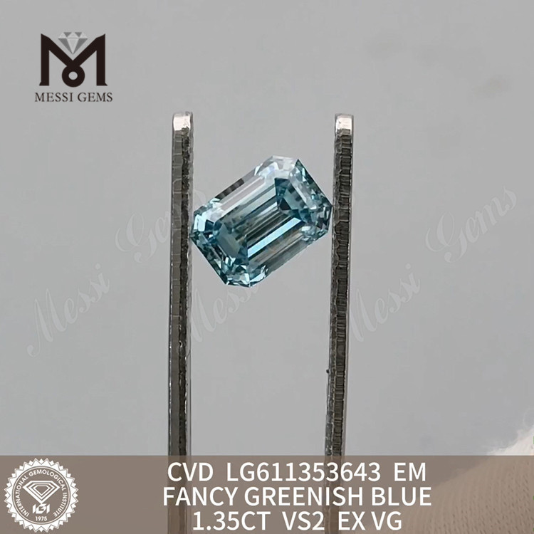 1,35 CT EM VS2 FANCY GREENISH BLUE igi-zertifizierte, im Labor gezüchtete Diamanten丨Messigems LG611353643 