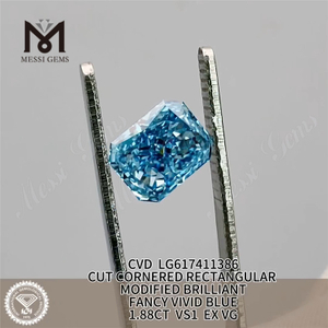1,88 CT VS1 EX VG CVD RECTANGULAR FANCY VIVID BLUE Fabrikdiamanten LG617411386丨Messigems