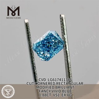1,88 CT VS1 EX VG CVD RECTANGULAR FANCY VIVID BLUE Fabrikdiamanten LG617411386丨Messigems