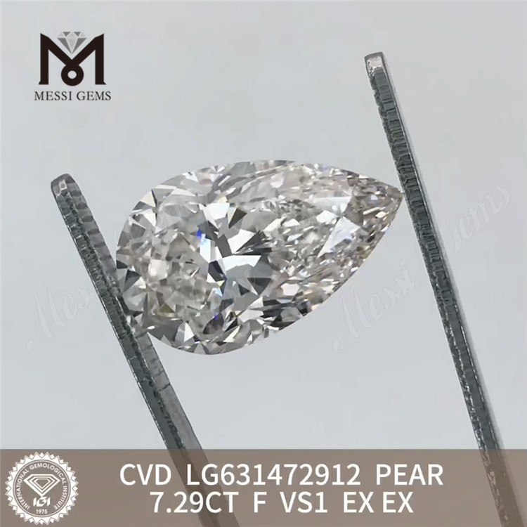 7,29 CT F Birnenförmiger, im Labor gezüchteter Diamant VS1 EX EX CVD LG631472912丨Messigems