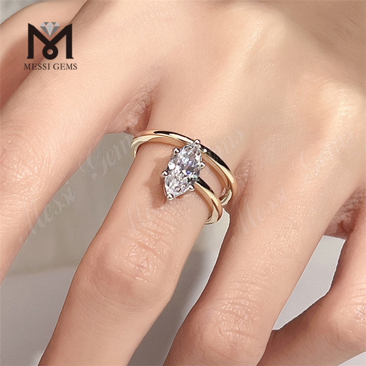 Marquise-Diamantring mit Ehering