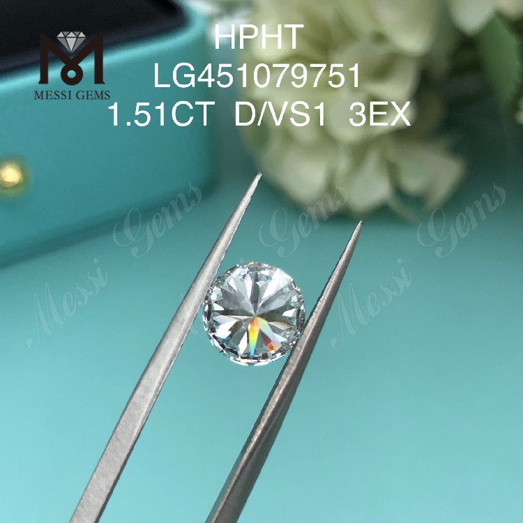 1,51 Karat D runder BRILLIANT VS1 Labordiamant HPHT