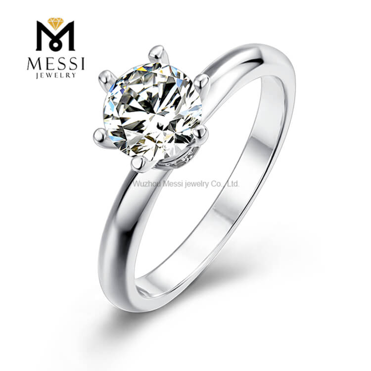 1 Karat Moissanite Ring Weißvergoldung Günstiger gefälschter Diamantring 925 Sterling Silberring