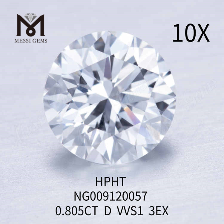 0,805 CT VVS1 runder, loser, im Labor hergestellter Diamant 3EX D