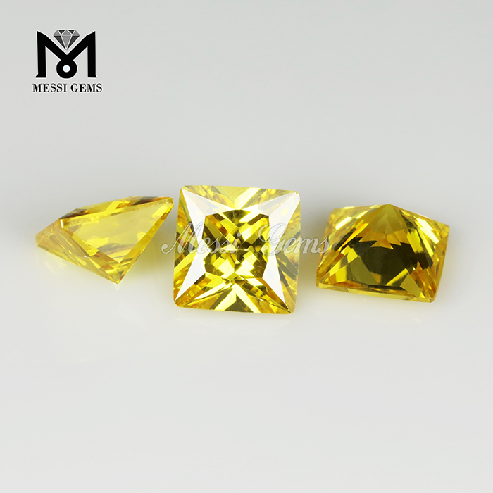 Hersteller Princess Cut Gelbe Zirkonia Synthetische Steine ​​Quadratisch