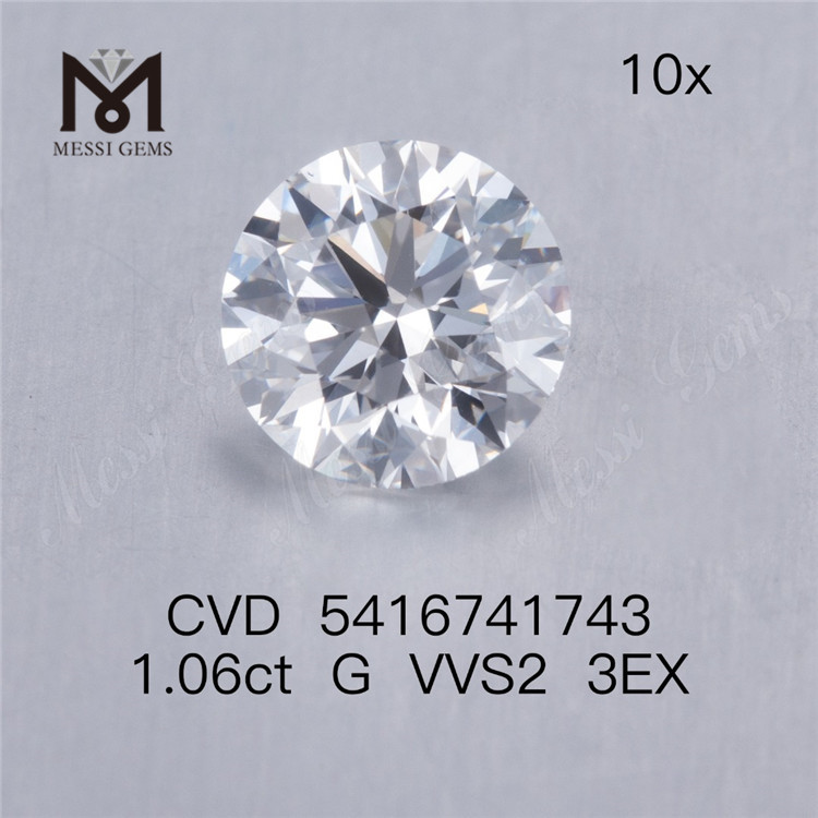 1,06 ct VVS-Labordiamant rd G Farbe CVD-Diamant 3EX-Edelstein auf Lager