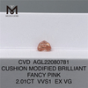 2,01 CT CUSHION MODIFIED BRILLIANT FANCY PINK VVS1 EX VG CVD Labordiamant AGL22080781