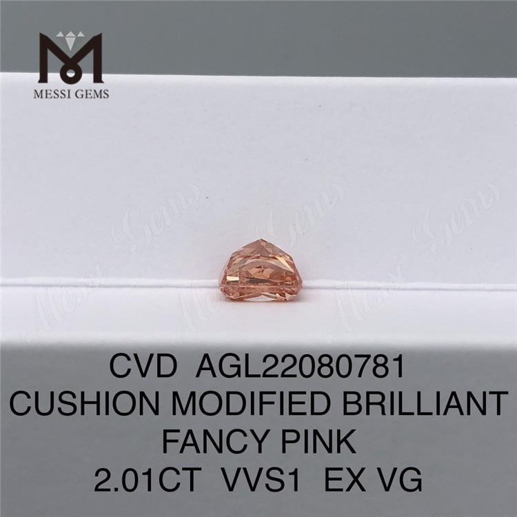 2,01 CT CUSHION MODIFIED BRILLIANT FANCY PINK VVS1 EX VG CVD Labordiamant AGL22080781