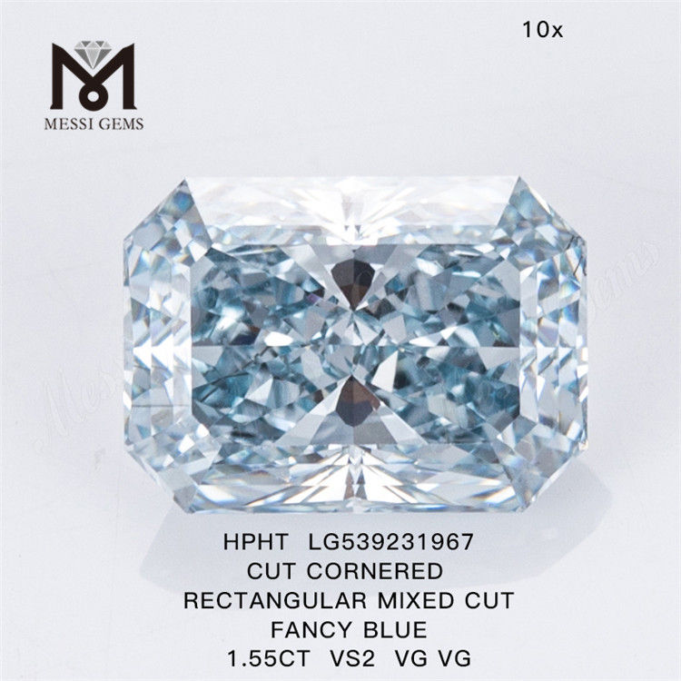 1,55 ct blauer HPHT-Diamant im Großhandel RECHTECKIGE blaue HPHT-Labordiamanten