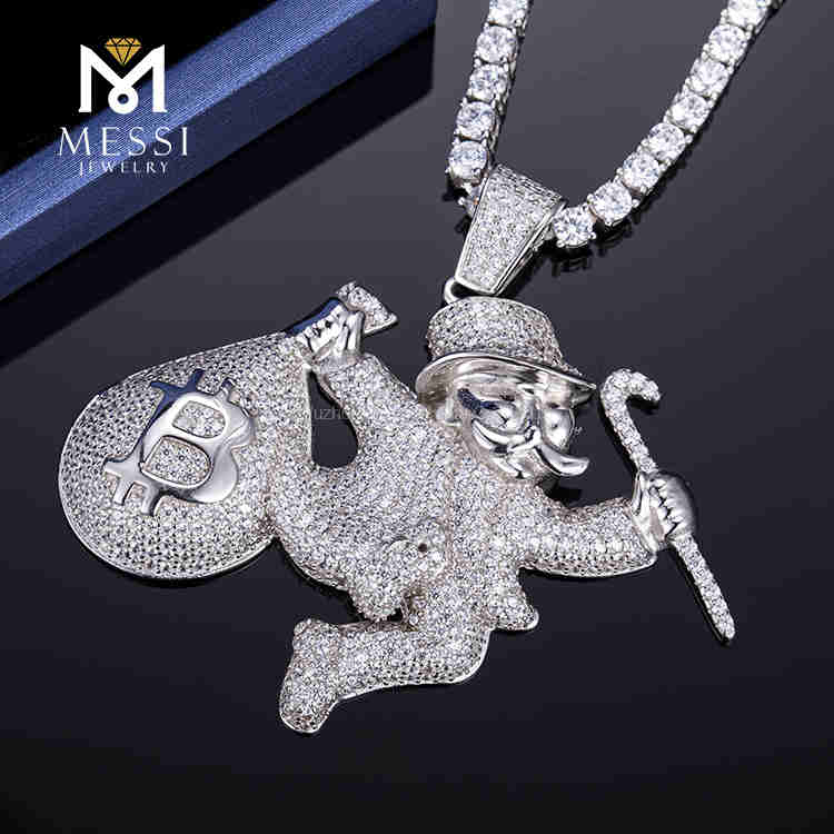 Hip Hop Herrenmode Halskette Moissanit Diamant Iced Out Anhänger