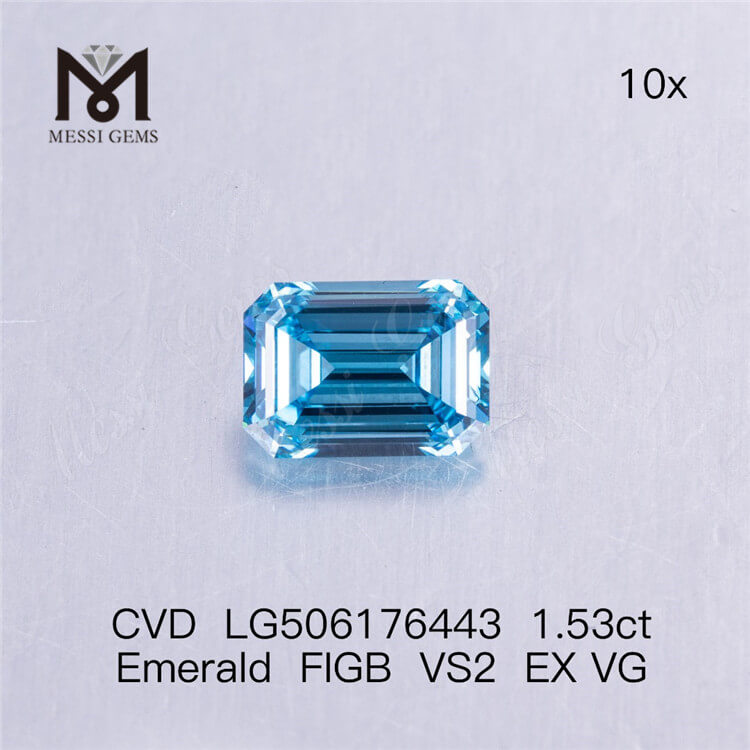 Labordiamant im Smaragdschliff von 1,53 ct. Blauer Diamant zum Großhandelspreis