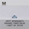 1,03 KT SI1 RADIANT FANCY BLUE 1 ct Labordiamant HPHT NF303230014