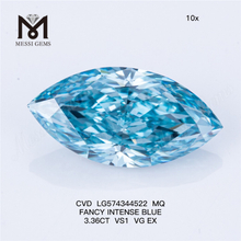 3,36 CT MQ FANCY INTENSE BLUE VS1 VG EX CVD Blue Diamond Store