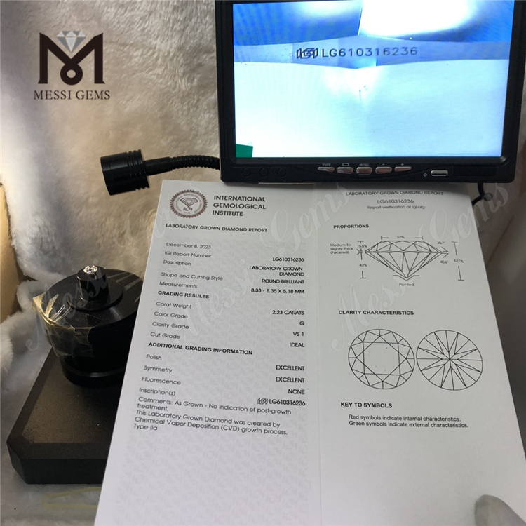 2,23 CT G VS1 CVD-Kosten im Labor gezüchtete Diamanten Sustainable Brilliance von IGI丨Messigems LG610316236